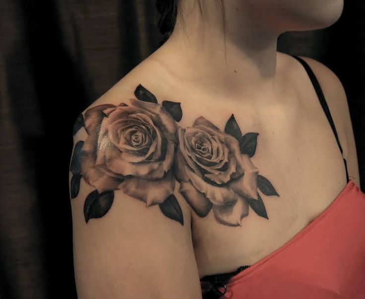 girl Rose Tattoos On Shoulder