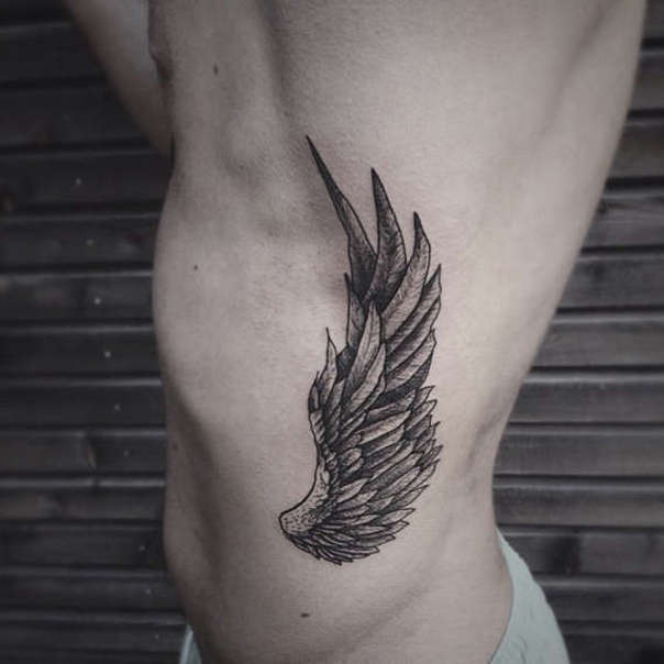 black wing side tattoo