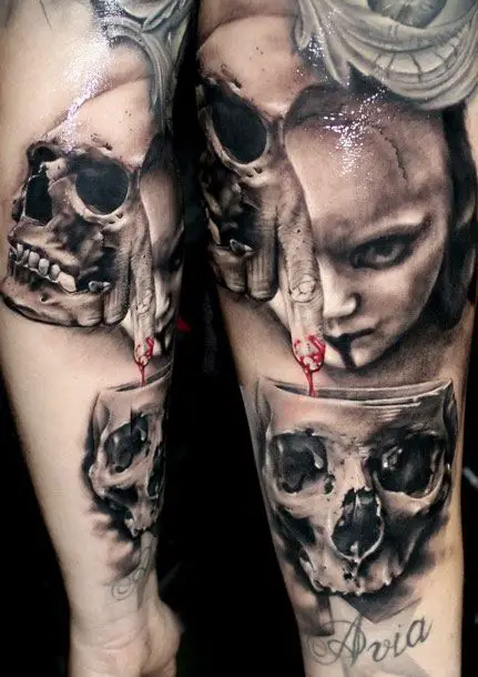 zombie attack skull tattoos for men