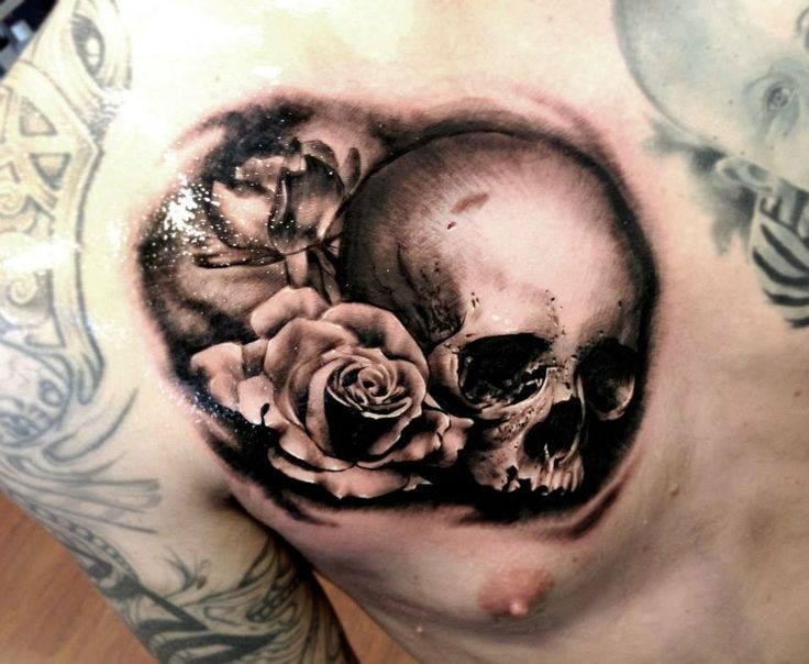 skull tattoos with heart shape