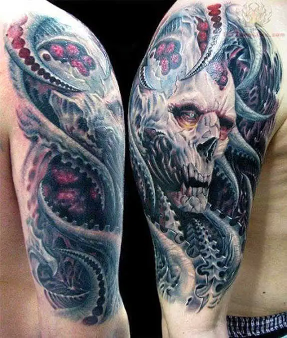 scaled warrior scull tattoos for men
