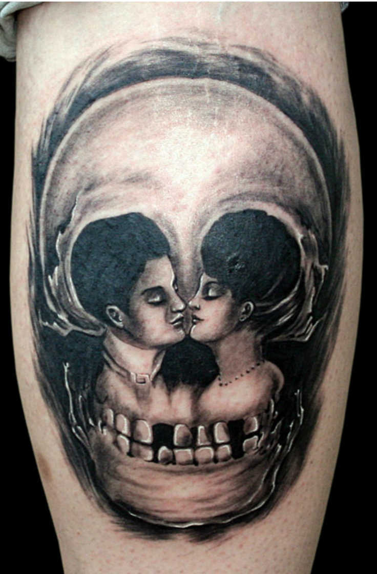 dark love skull tattoos