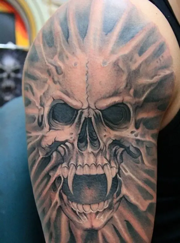 undead fiery skull tattoos for men