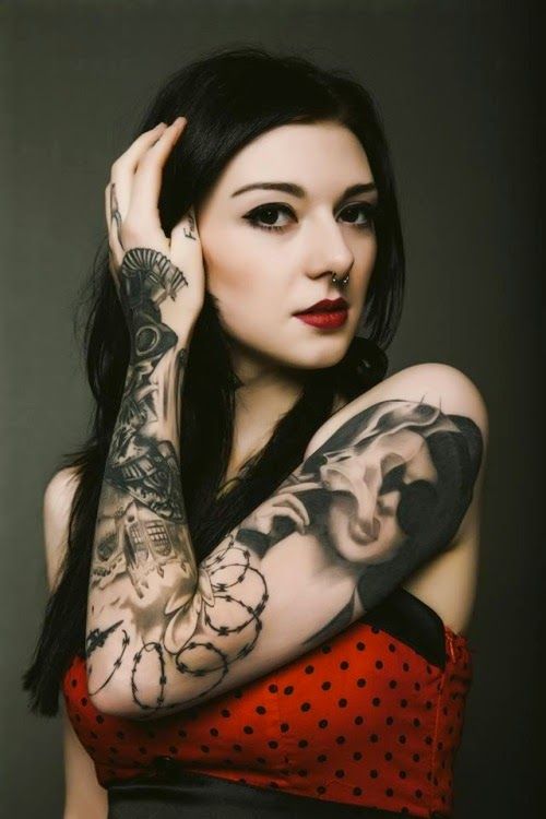 sassy chick sleeve tattoos for girls