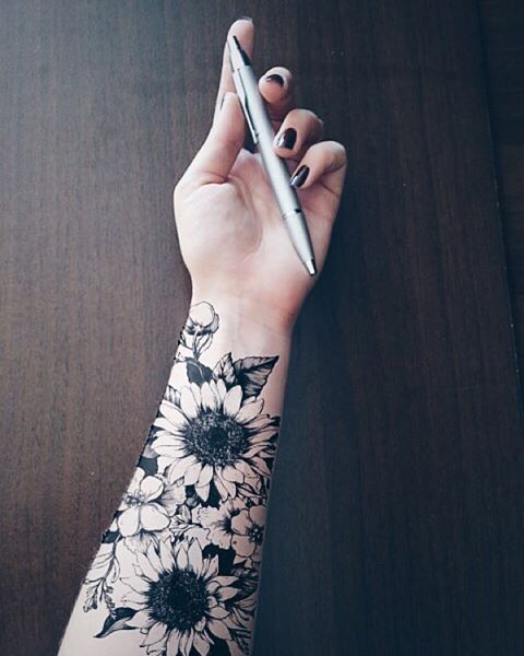 sleeve tattoo ideas with flower garden