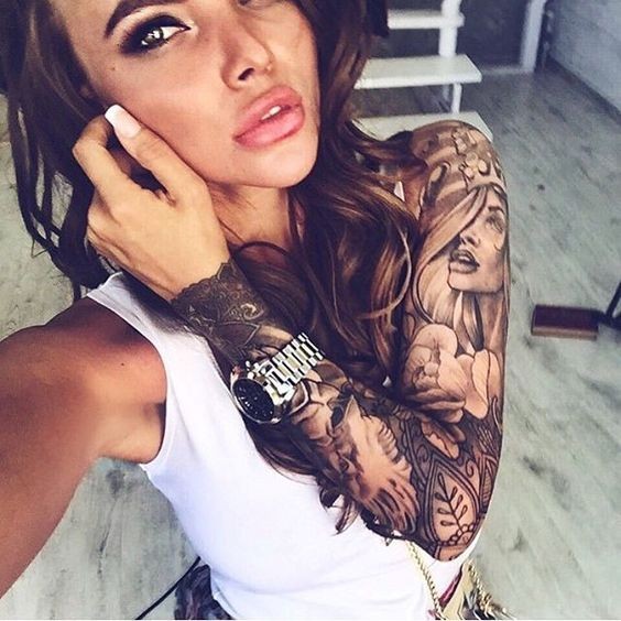 selfpotrait sleeve tattoos for girls