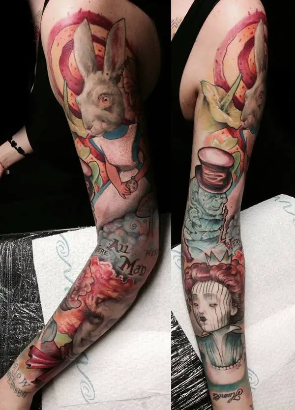 classic wonderland tattoo sleeves for women