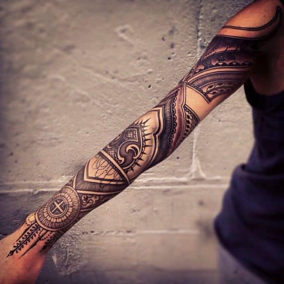intense patterns sleeve tattoos for women