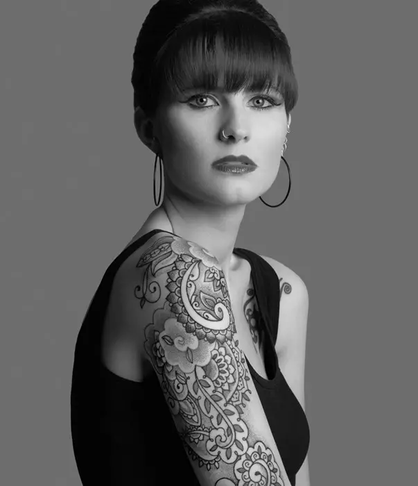 lady sophistication tattoo sleeve ideas for women