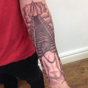 30 Deeply Spiritual And Majestic Stairway to Heaven Tattoos Ideas