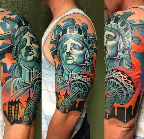 Update more than 65 skull statue of liberty tattoo latest  incdgdbentre