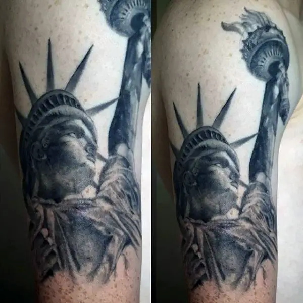 statue of liberty gas mask tattoo