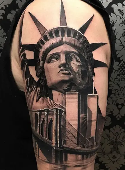 masculine tattoo design of the Statue of Liberty