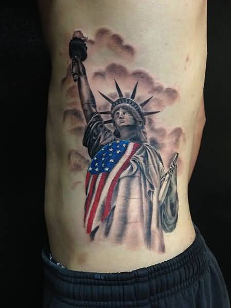 LIBERTY TATTOO WITH AMERICAN FLAG