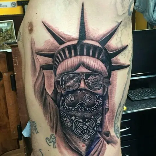 Skull Statue of Liberty Keith smith sterling tattoo Davison MI  rtattoos