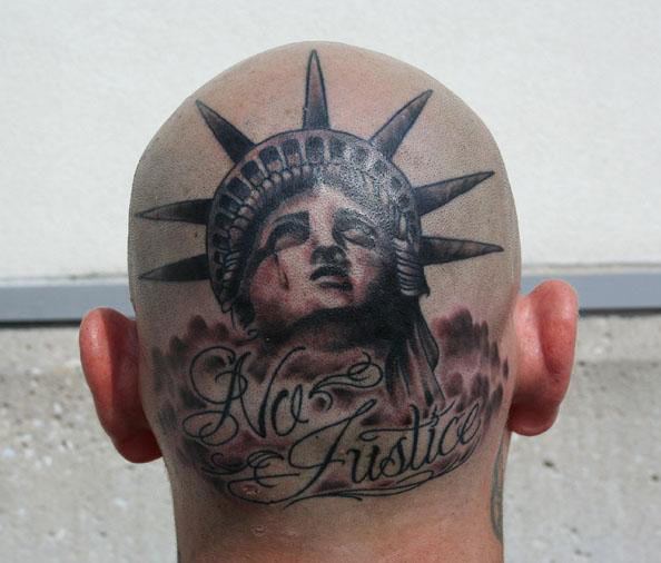 'NO JUSTICE' statue of liberty tattoos