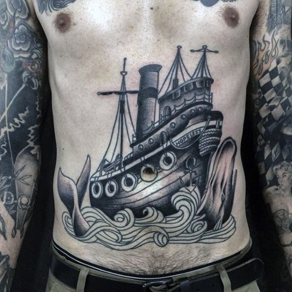 male stomach tattoos