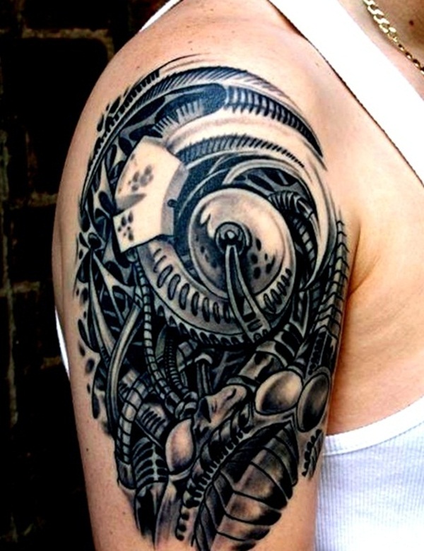 cyborg connection tattoos for men on arm sleeves