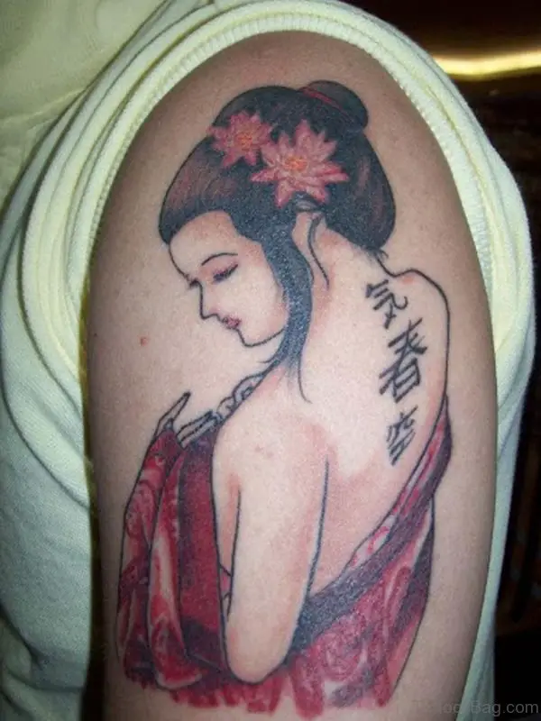 Japanese girl tattoos on arm sleeve