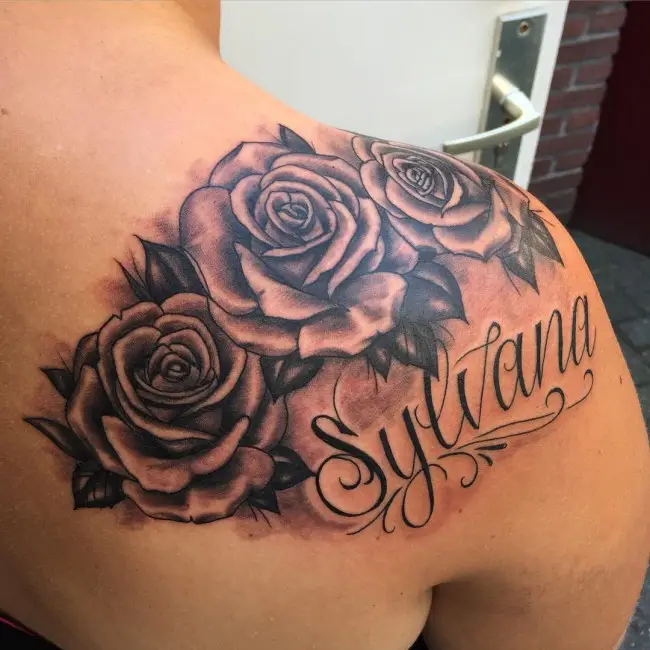 roses with the kids name tattoos