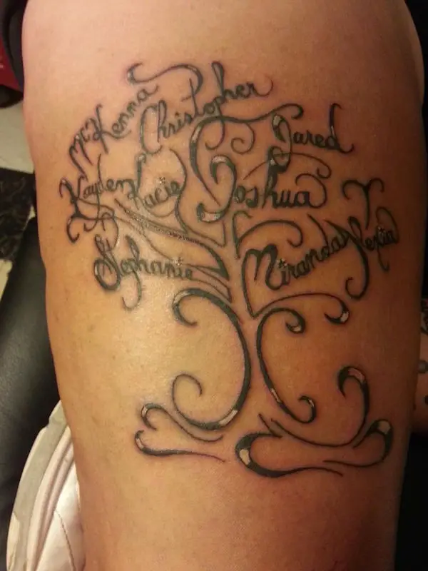 tree tattoo with kids names