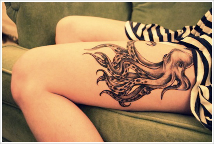 octopus tattoos on thigh