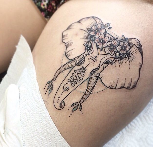 ELEPHANT TATTOOS ON THIGH FOR WOMEN