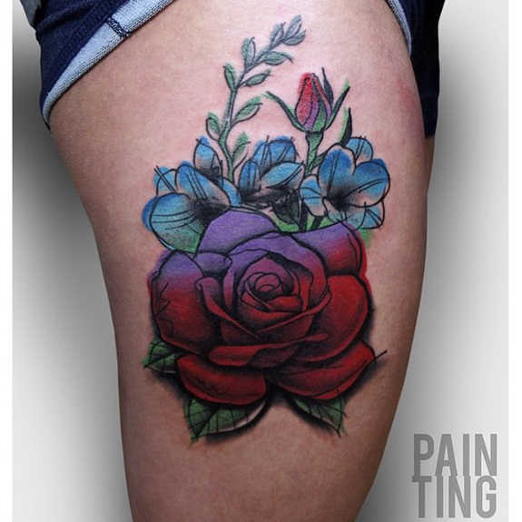 ROSE THIGH TATTOOS FOR WOMEN