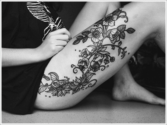 beauty in black thigh tattoos for women