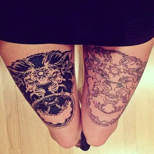 wild beast thigh tattoos for women