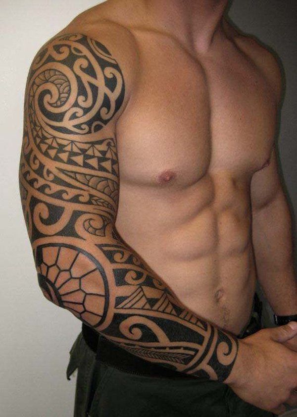Full Arm Samoan Tribal Tattoo