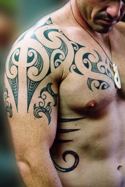 Polynesian Shoulder tribal tattoos for men
