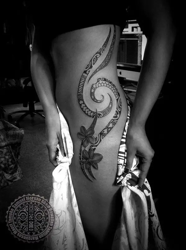 tribal side tattoos for women 