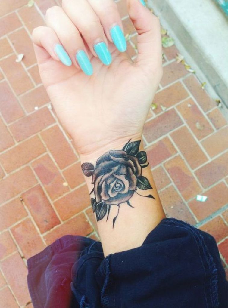 wrist Black Flower tattoo cover up