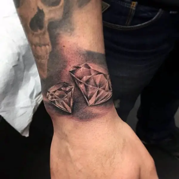 diamonds wrist tattoos for men