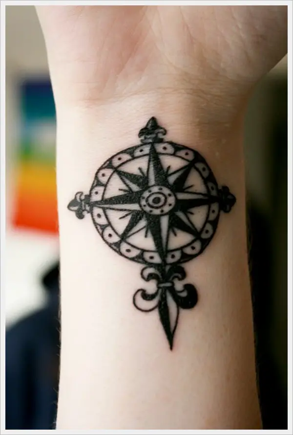 French Compass wrist tattoos for men