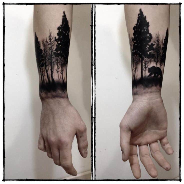 Thick Forest wrist tattoos for men