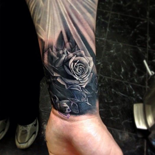 Rose And Sunshine wrist tattoos for men