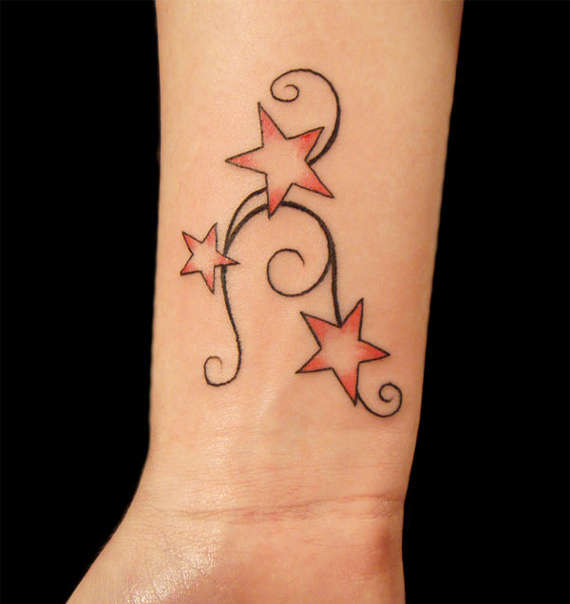red stars inner wrist tattoos for women