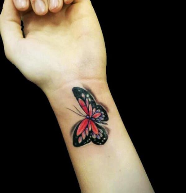 3d butterfly wrist tattoos for women