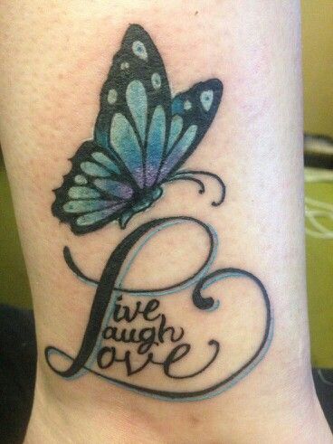 Beautiful butterfly live laugh love tattoos for girl