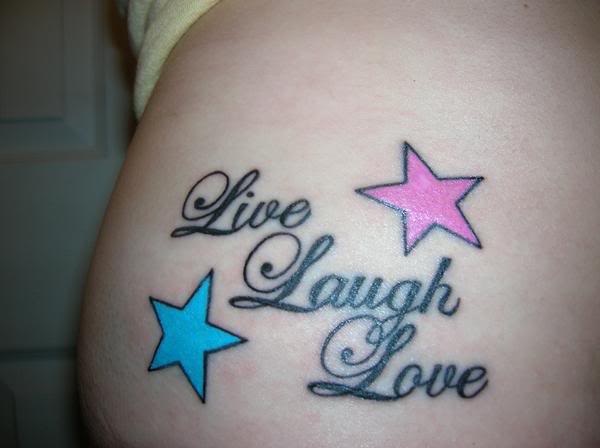 Lighthearted and cute live love laugh tattoo