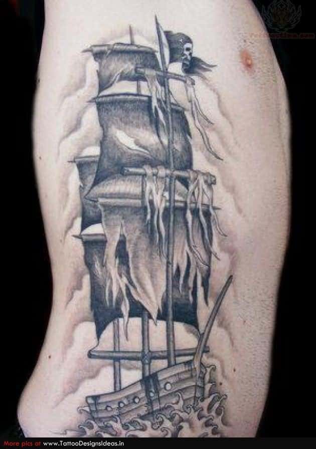 Pirates of Caribbean idea tattoo on ribs