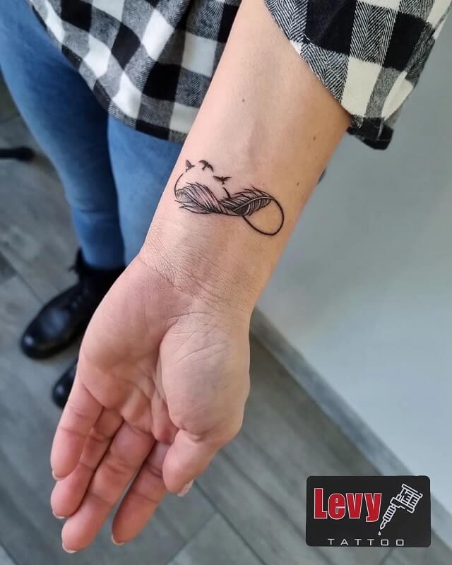 MumbaiTattooStudio on Twitter Infinity Feather tattoo Done by Big Guys  Tattoo Studio in mumbai cst near wrist area of girl  infintytattoo  infintyfeathertattoo smalltattoo wristtattoo cutestattoo  bigguystattoostudio piercings tattoos call us 