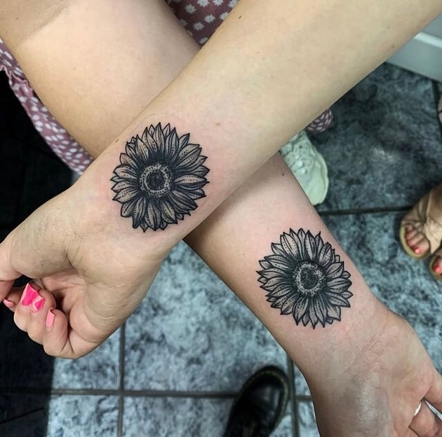 sunflower wrist tattoos