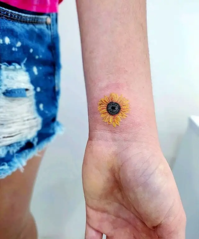 sunflower wrist tattoos 