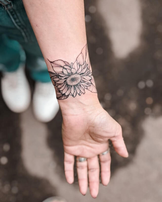 sunflower wrist tattoos 