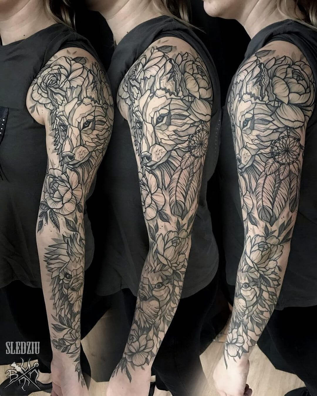 lovely girl sleeve tattoos 