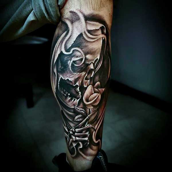 Skull Calf Tattoos For Men