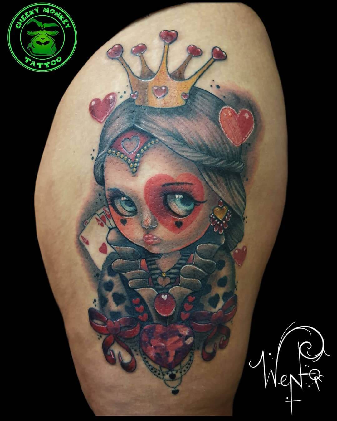 35 Adorable Queen Of Hearts Tattoo That Will Steal Your Heart